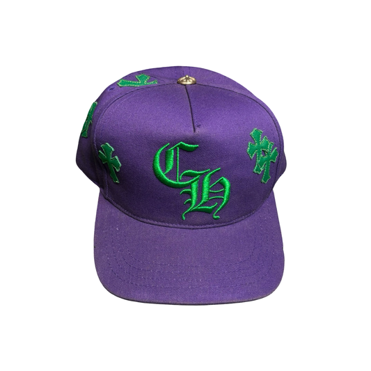 Chrome Hearts Purple Leather Cross Hat