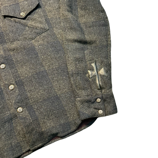 Chrome Hearts Wool Leather Cross Patch Flannel