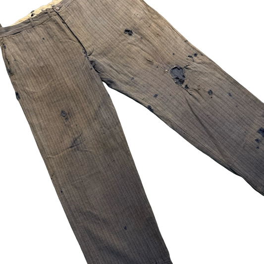 Vintage Distressed Herringbone Trousers