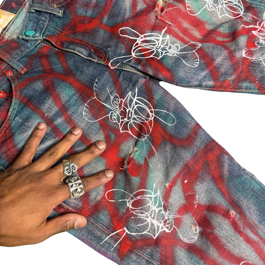 Skoloct Hand-Painted Graffiti Selvedge Denim