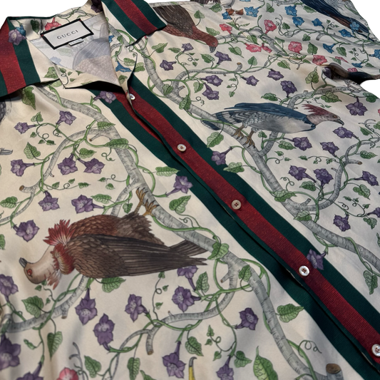 Gucci Bird Print Silk Shirt