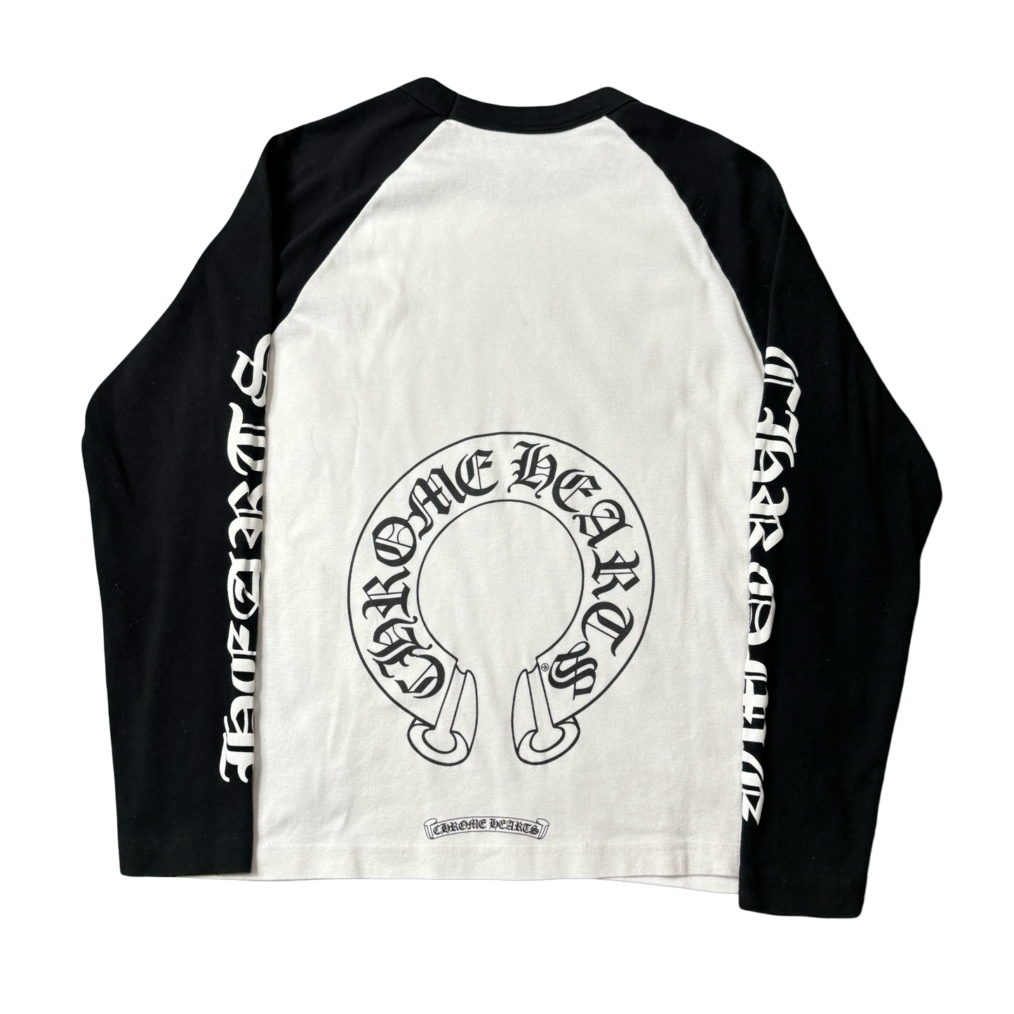 Chrome Hearts White/Black Horseshoe Logo Baseball Shirt