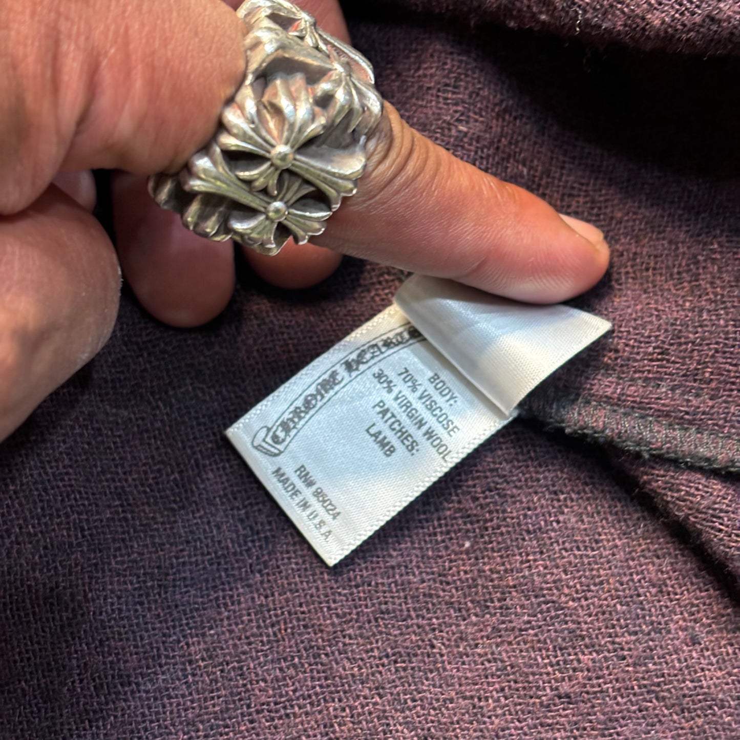 Chrome Hearts Wool Leather Cross Patch Flannel