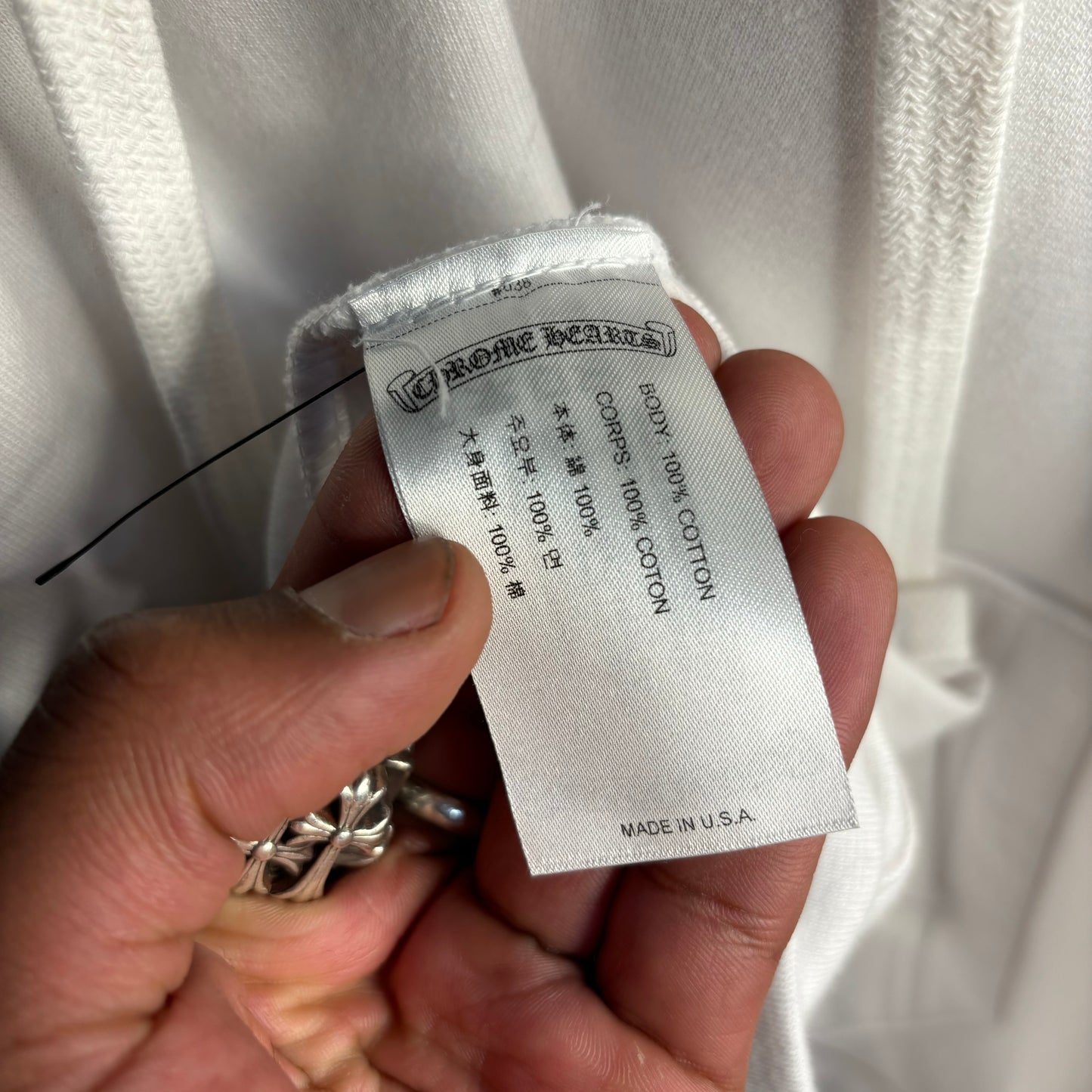 Chrome Hearts White Vertical Logo Zip-Up Hoodie