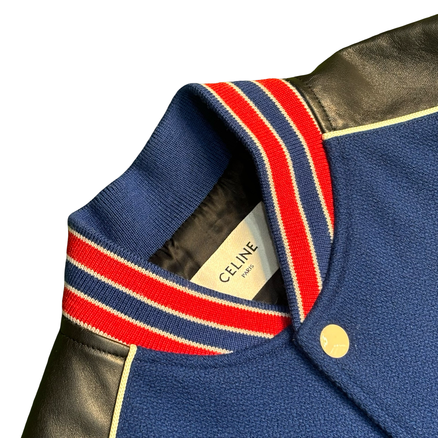 Celine Cobalt Blue Wool Teddy Varsity Jacket