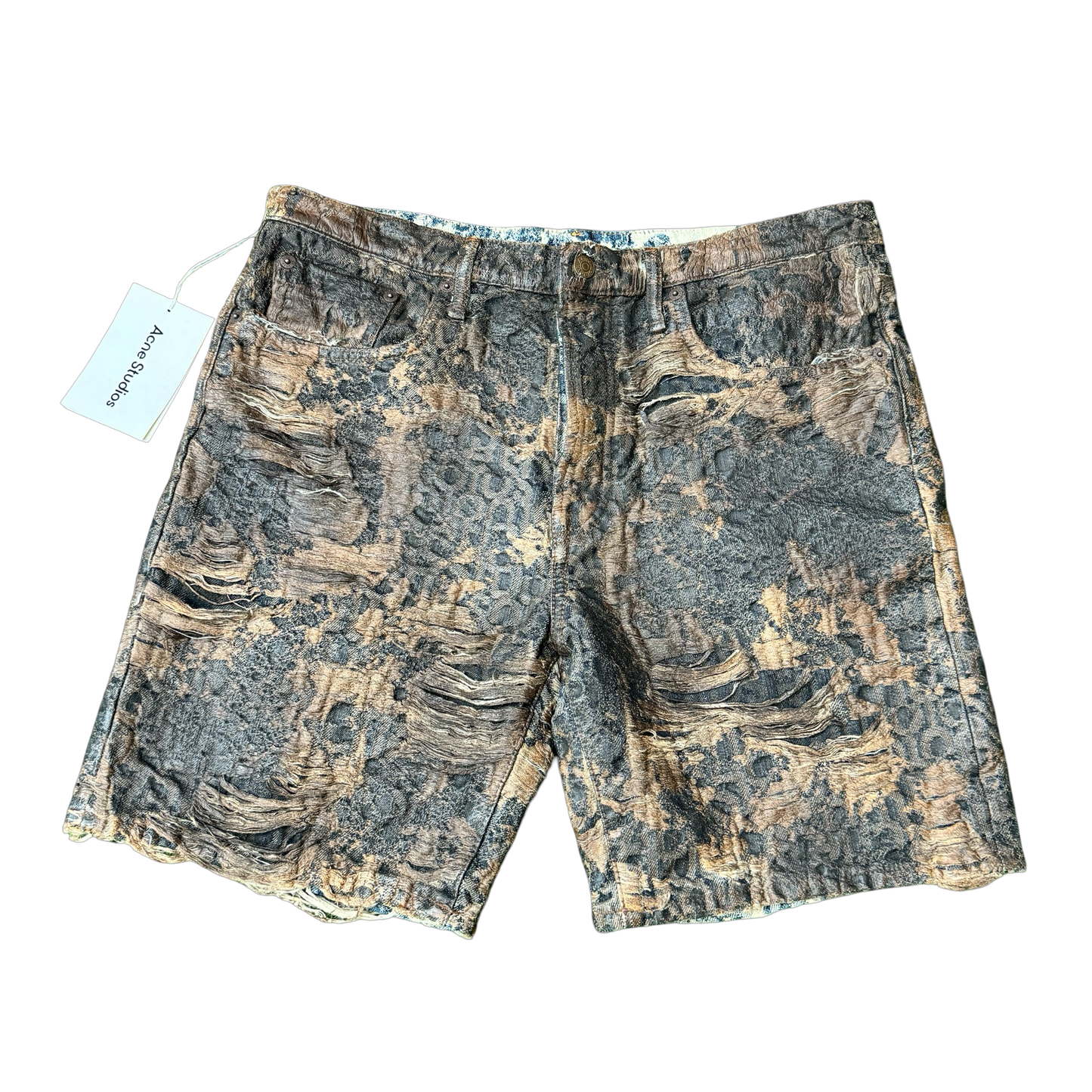 Acne Studios Distressed Waxed Denim Shorts