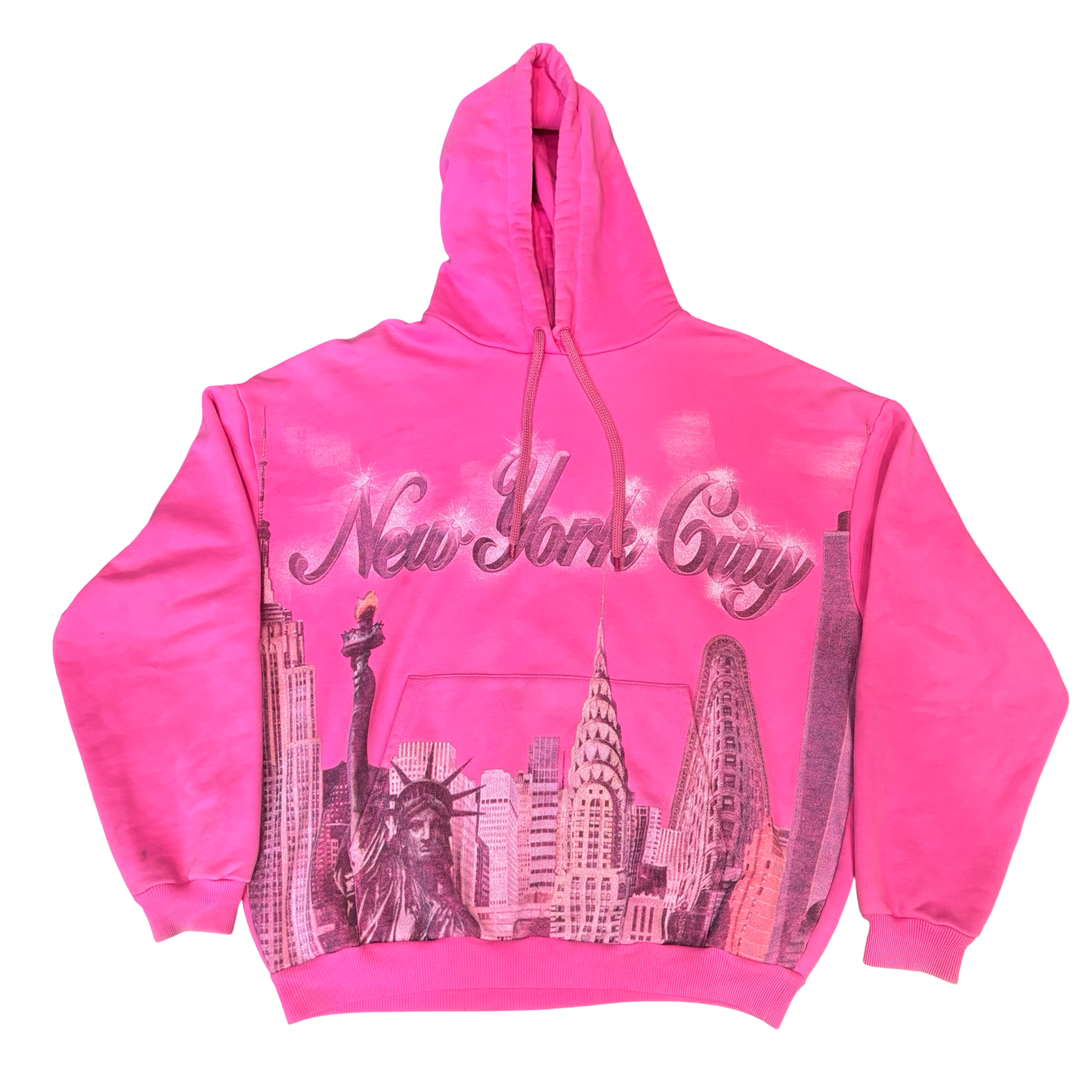 Balenciaga New York Pink Airbrushed Hoodie