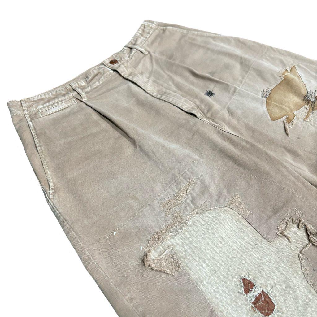 Kapital Baggy Distressed Smiley Face Pants