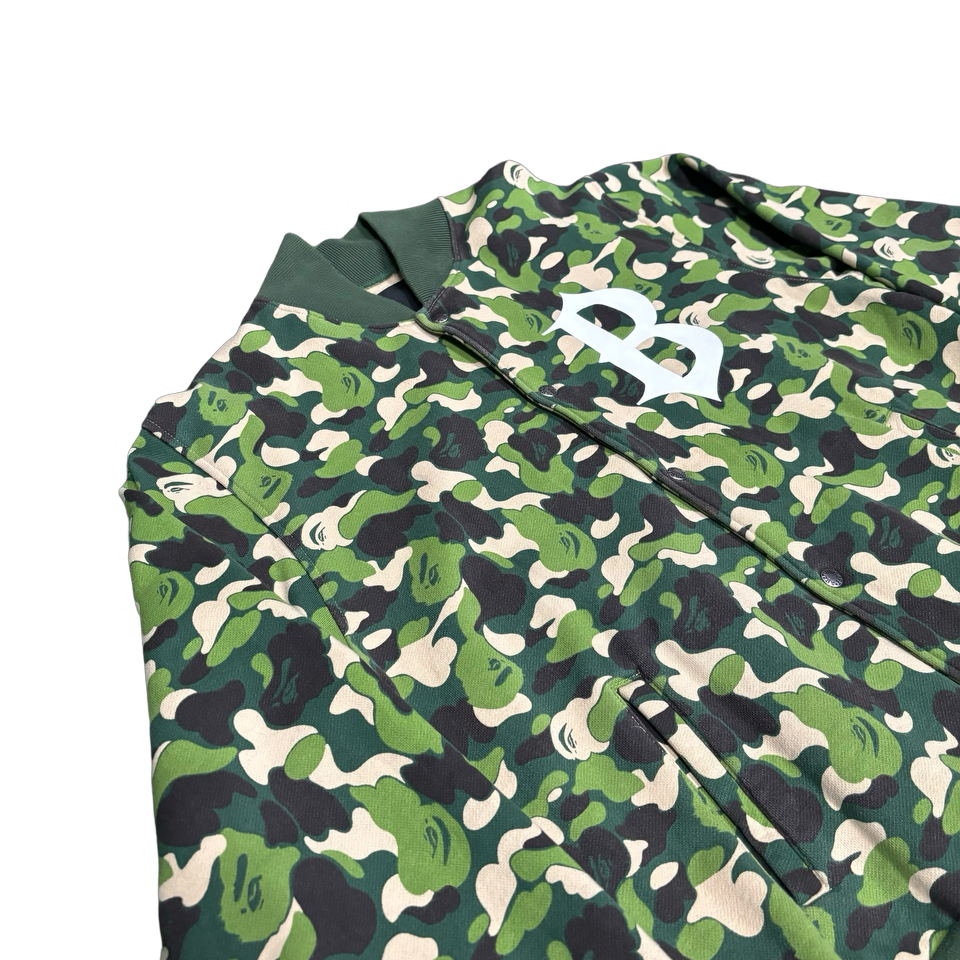 Bape Green Camo Letterman Jacket