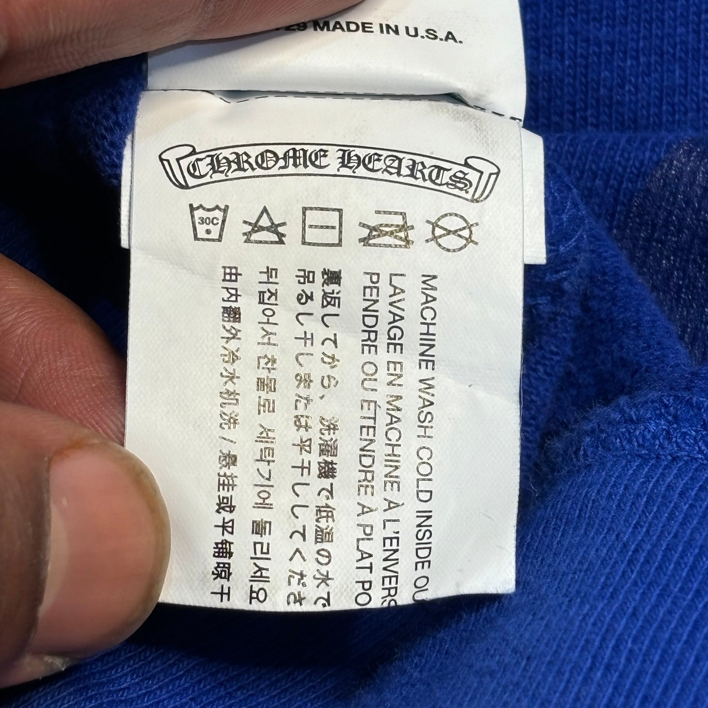 Chrome Hears Blue Vertical Logo Crewneck