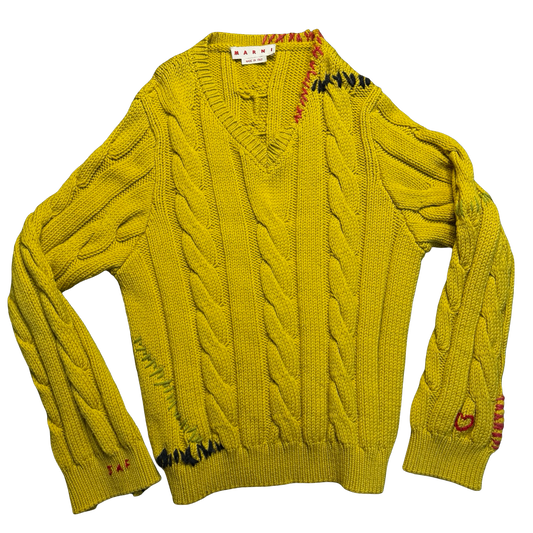 Marni Cable Knit V-Neck Sweater