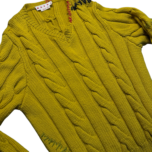 Marni Cable Knit V-Neck Sweater