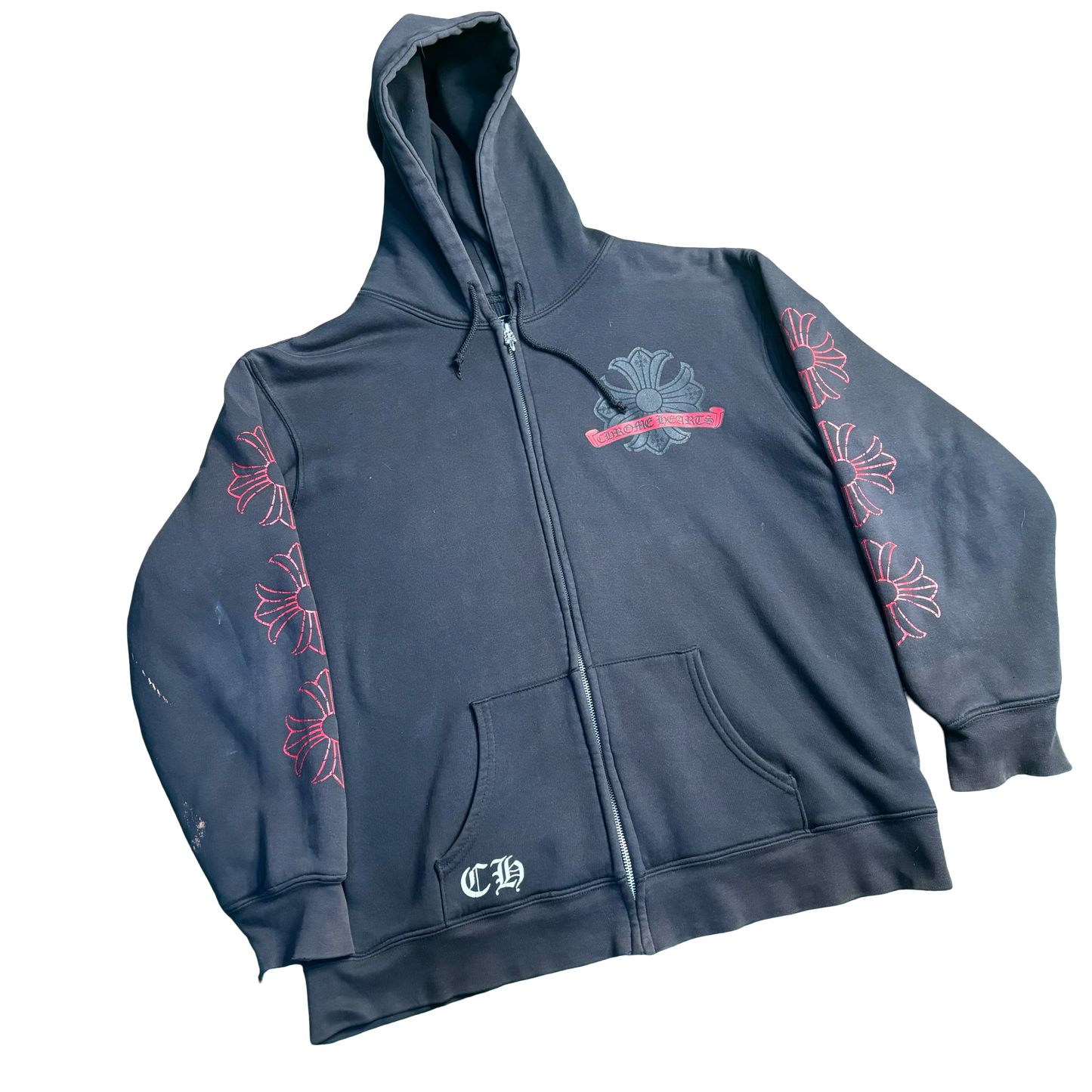 Chrome Hearts Red Scroll Logo Thermal Hoodie