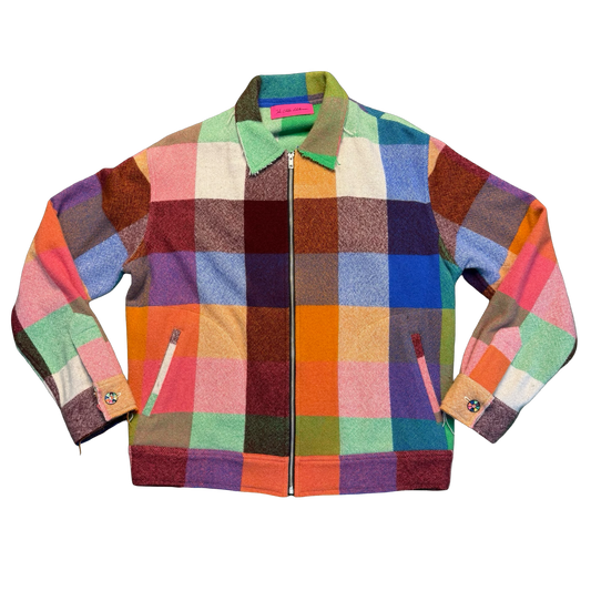 The Elder Statesman Patchwork Plaid Zip Jacket