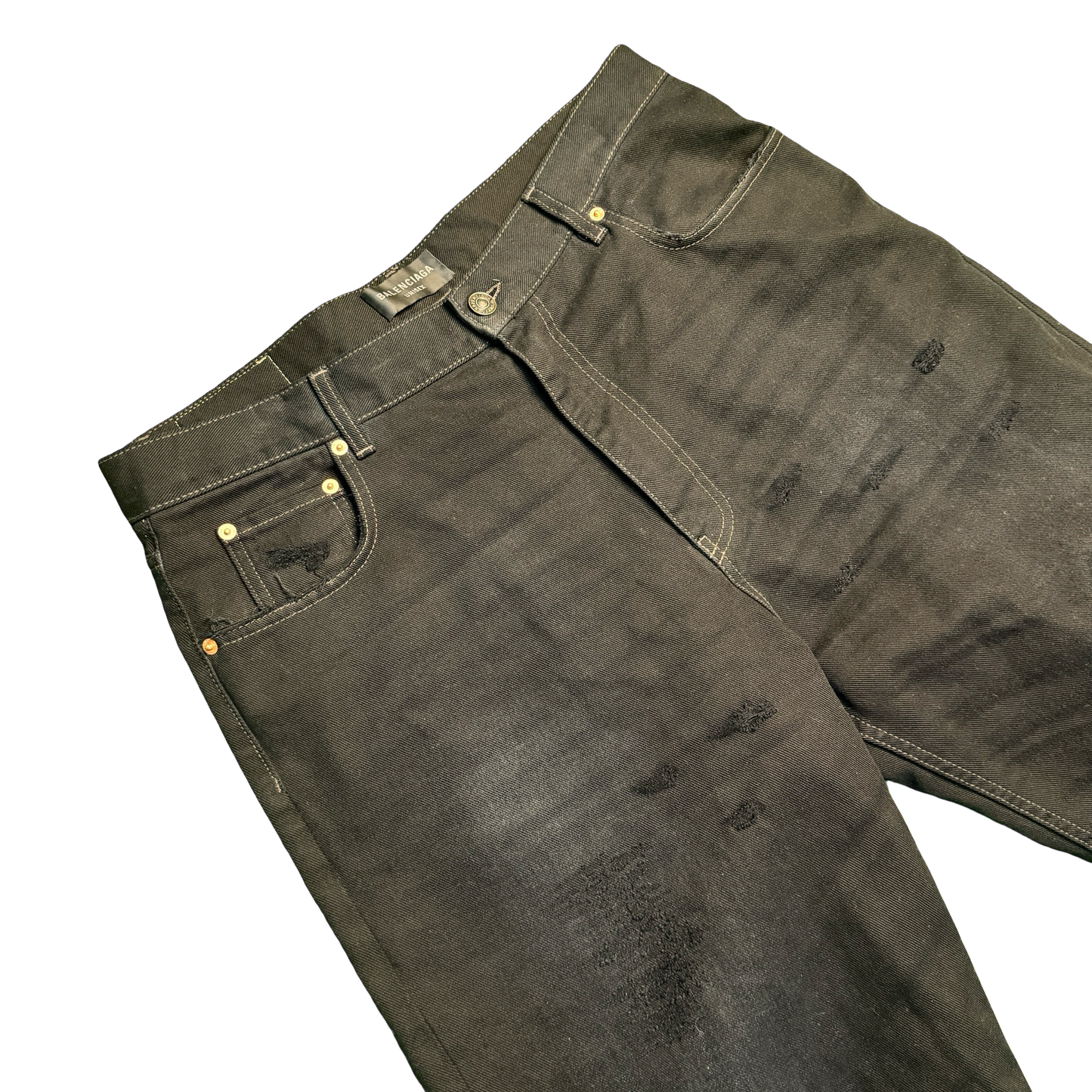 Balenciaga Black Baggy Distressed Denim