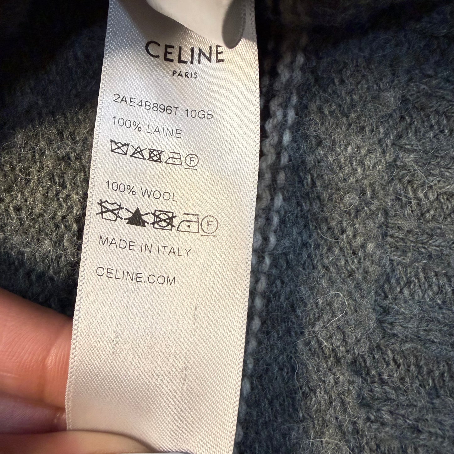 Celine Logo-Embroidered Striped Wool Sweater
