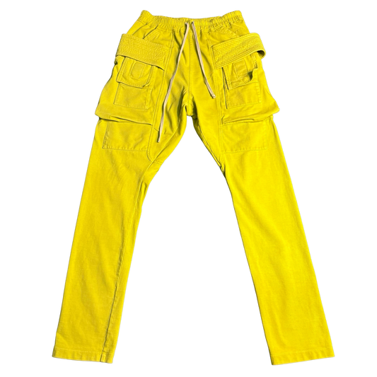 Rick Owens Yellow Creatch Cargo Sweatpants