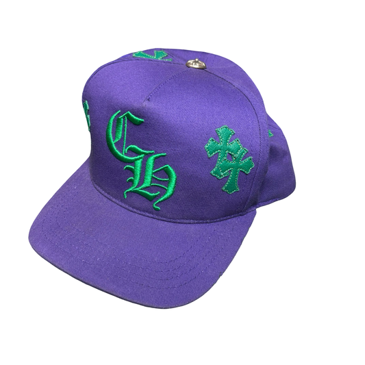 Chrome Hearts Purple Leather Cross Hat