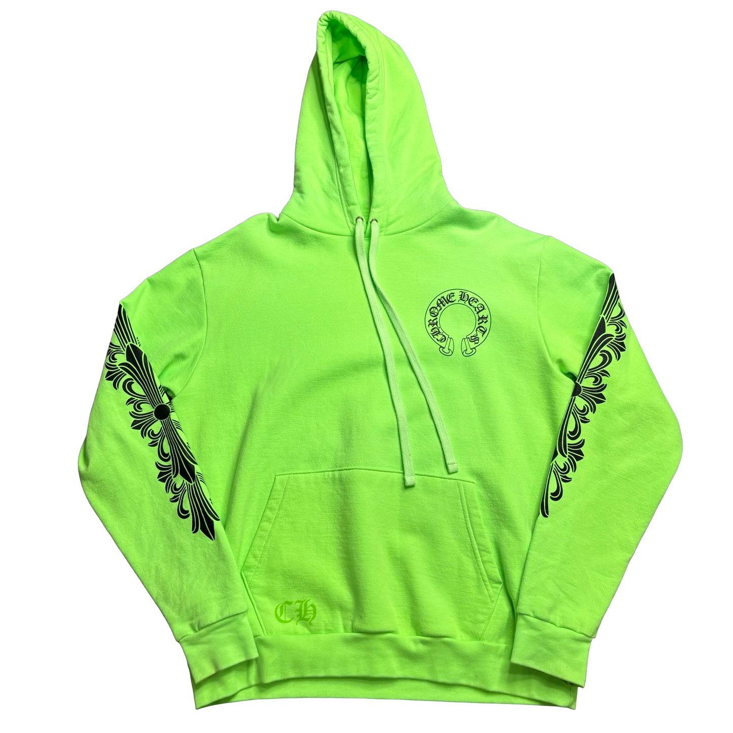 Chrome Hearts Neon Green Floral Hoodie