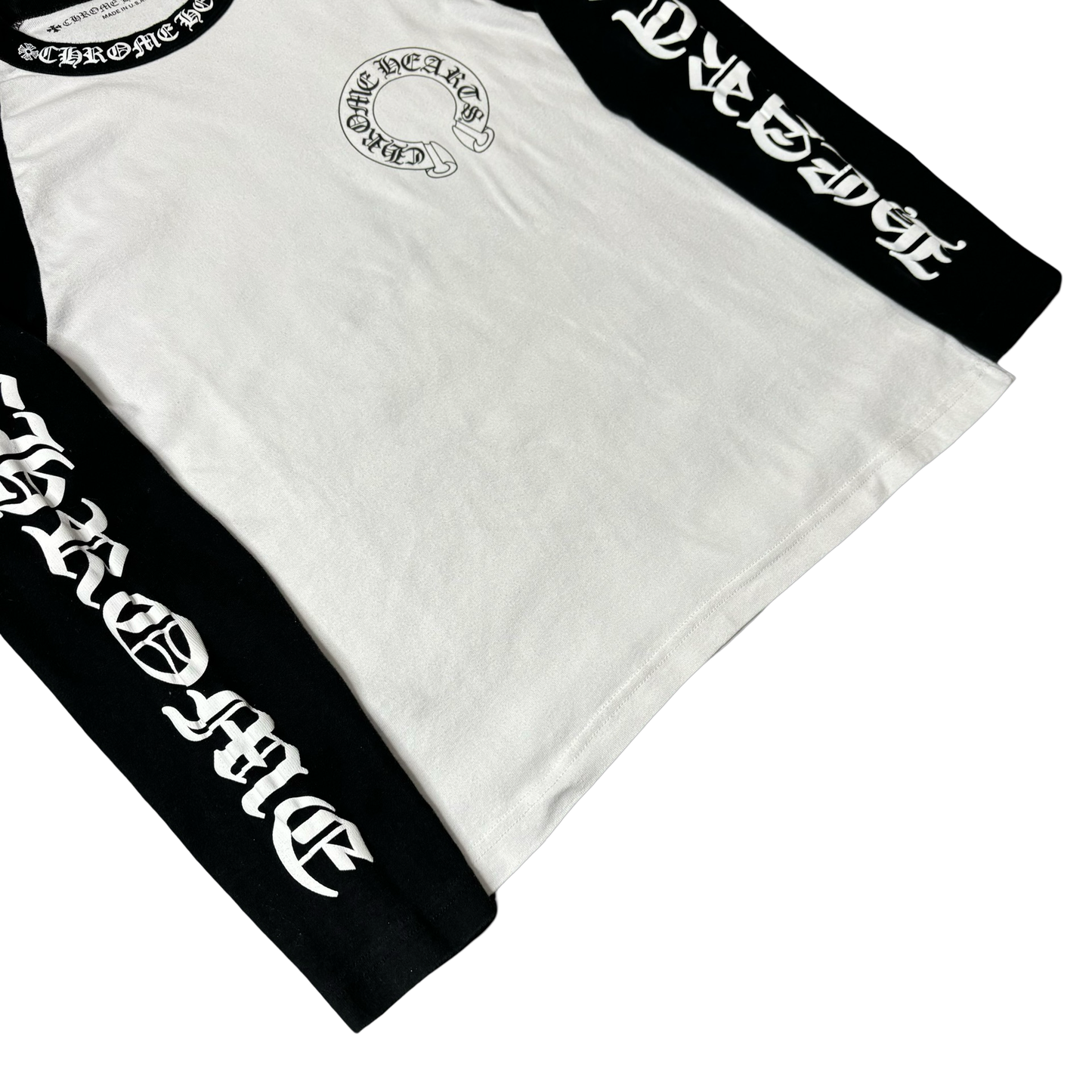 Chrome Hearts White/Black Horseshoe Logo Baseball Shirt