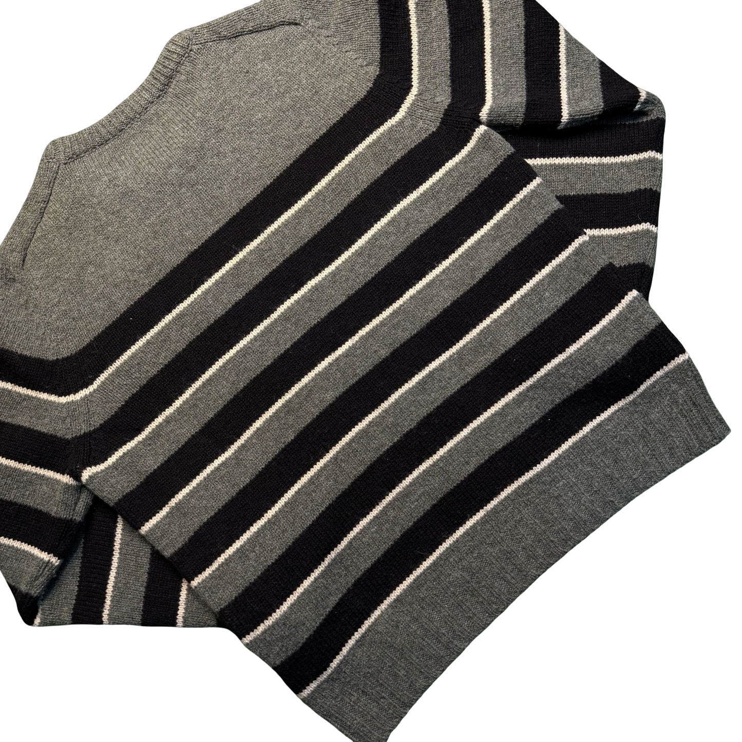 Celine Logo-Embroidered Striped Wool Sweater