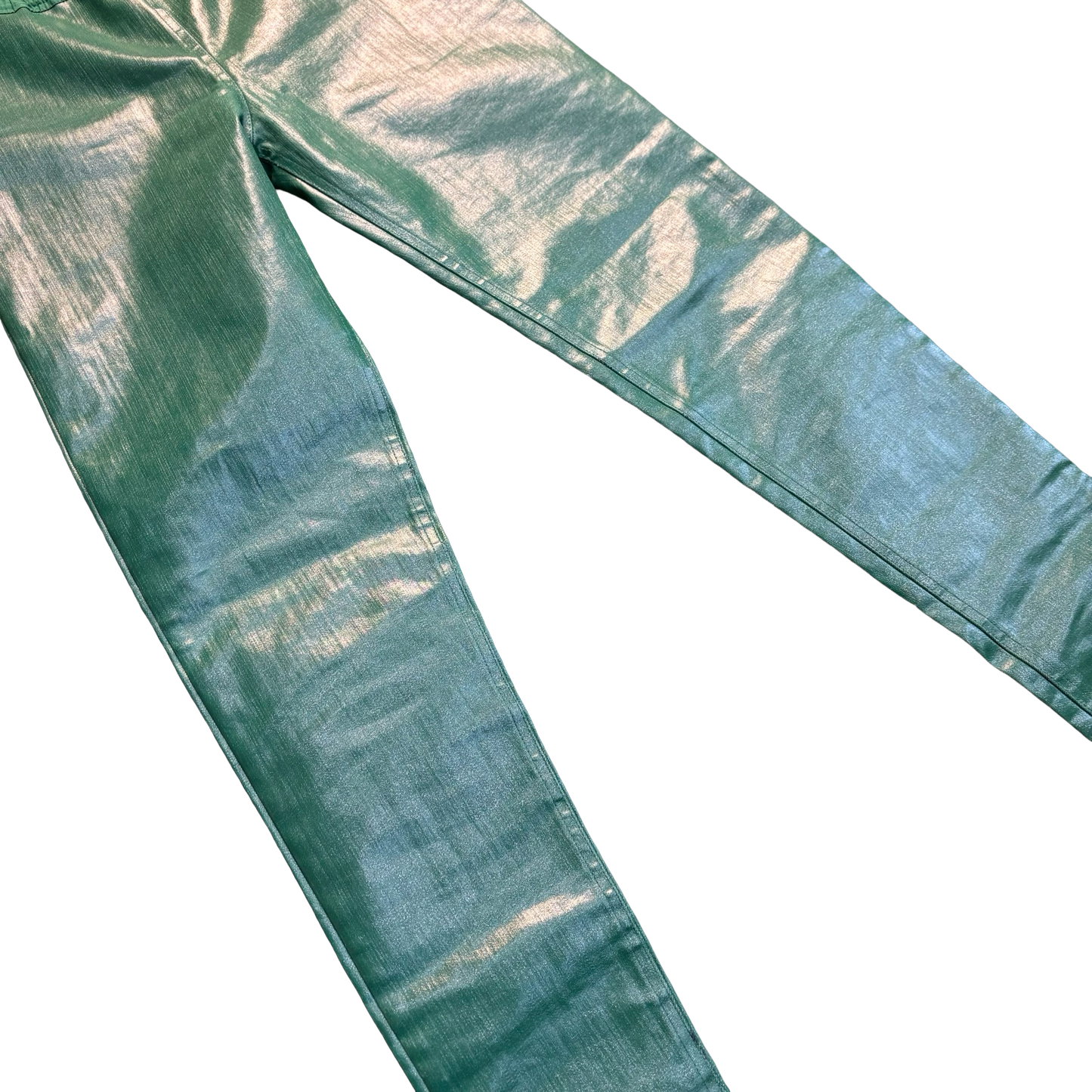 Rick Owens Green Waxed Stick Cut Denim