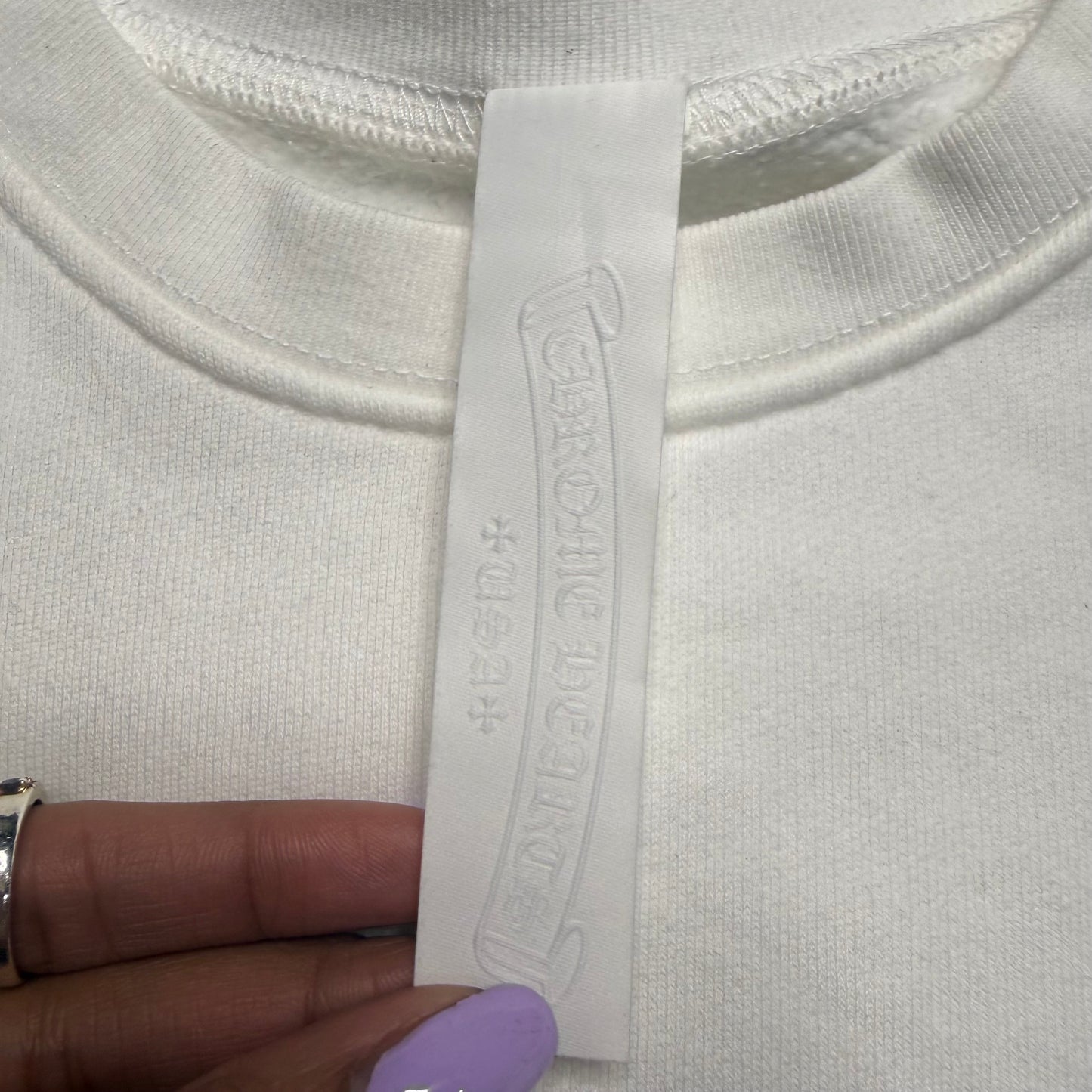 Chrome Hearts White & Leopard Cross Patch Crewneck