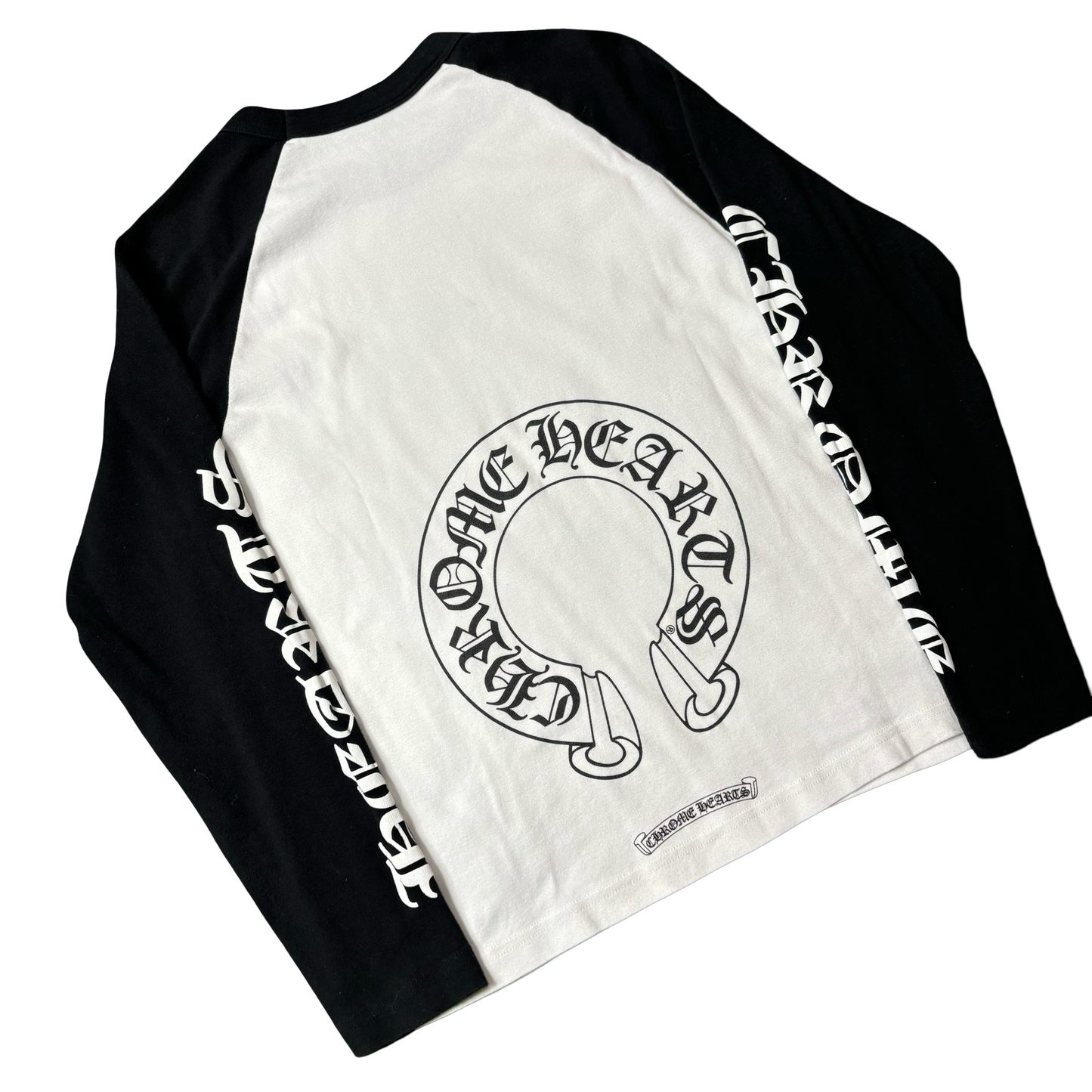 Chrome Hearts White/Black Horseshoe Logo Baseball Shirt