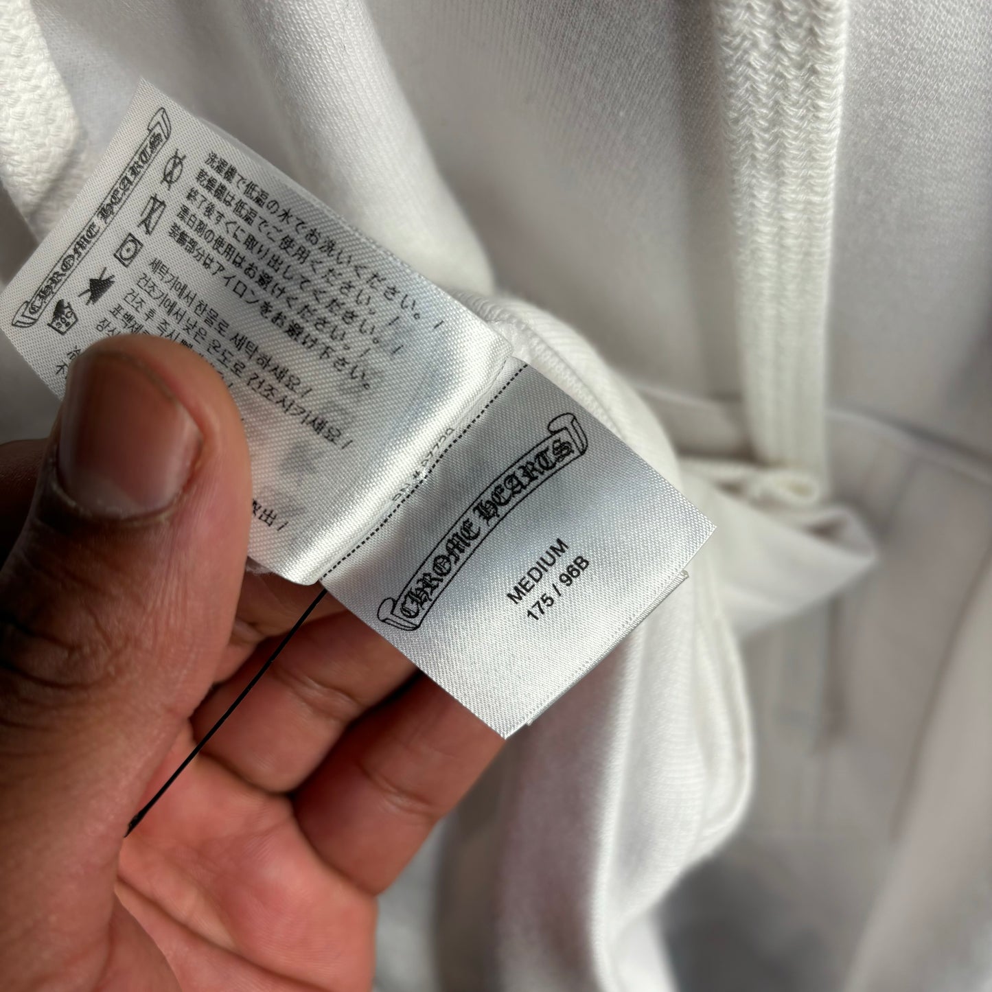 Chrome Hearts White Vertical Logo Zip-Up Hoodie