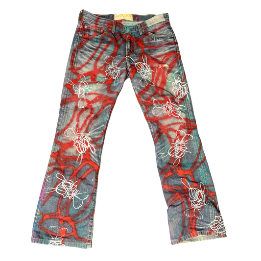 Skoloct Hand-Painted Graffiti Selvedge Denim