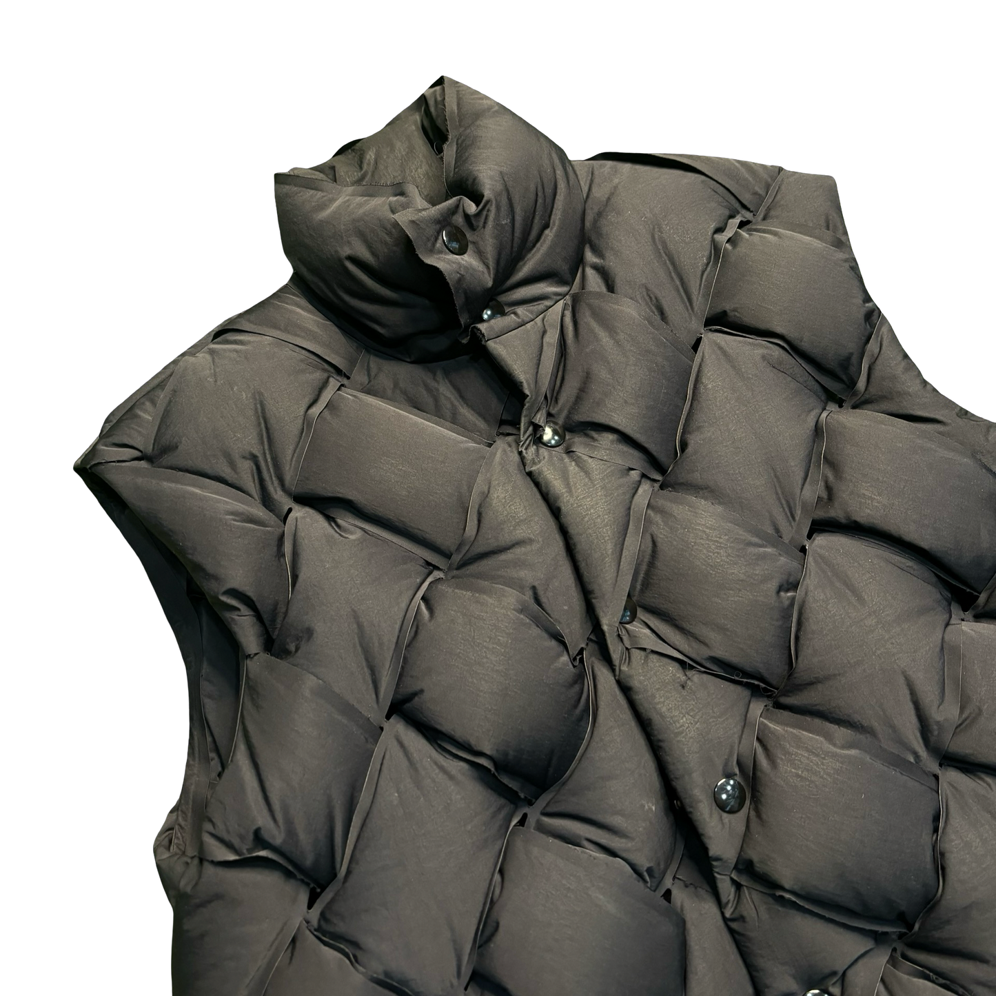 Bottega Vennetta Black Woven Puffer Vest