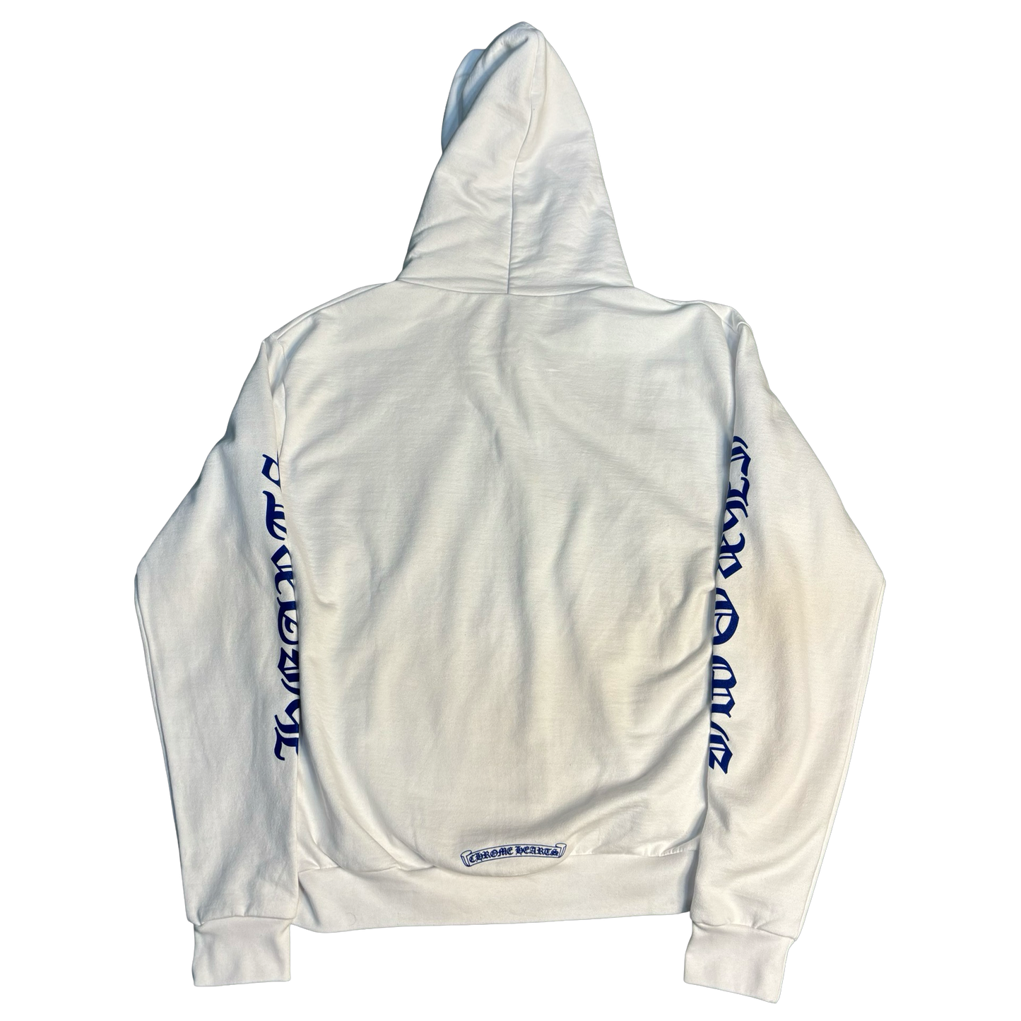 Chrome Hearts White Vertical Logo Zip-Up Hoodie