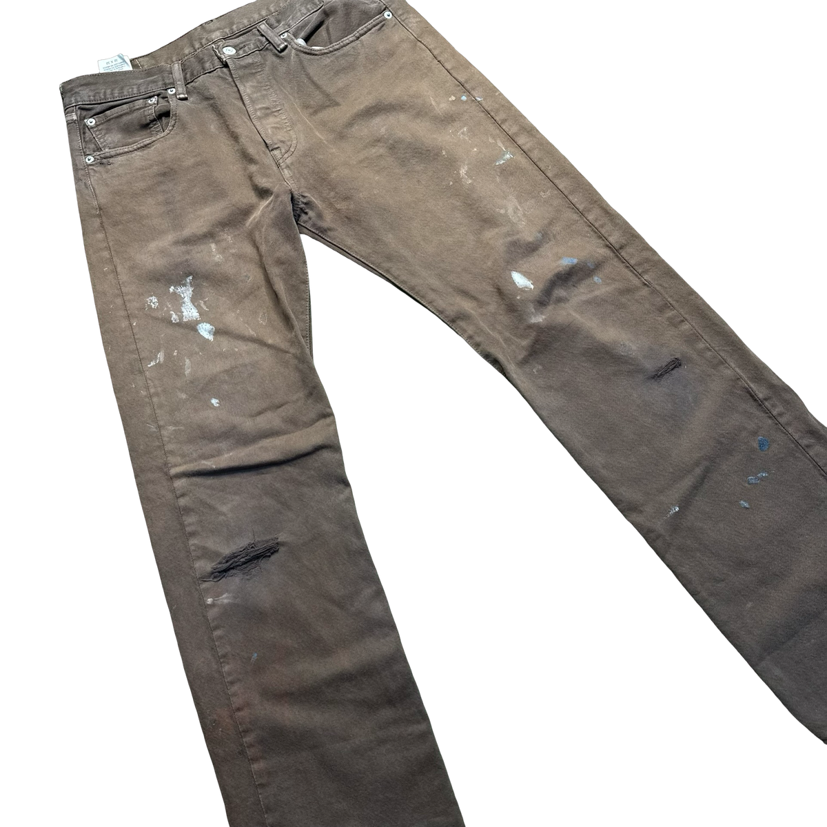 Levi’s 501 Brown Distressed Paint-Splatter Jeans