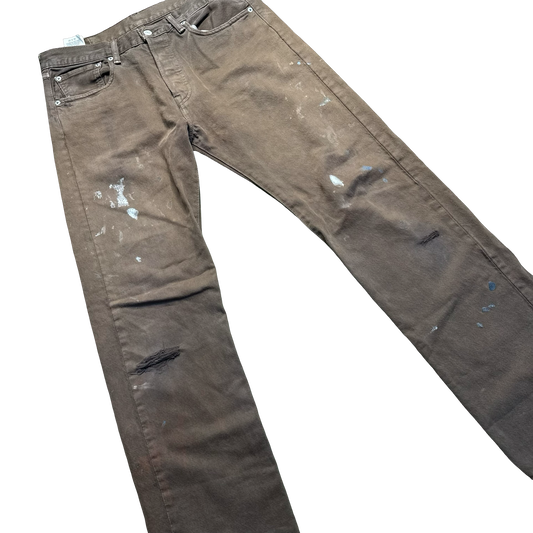 Levi’s 501 Brown Distressed Paint-Splatter Jeans