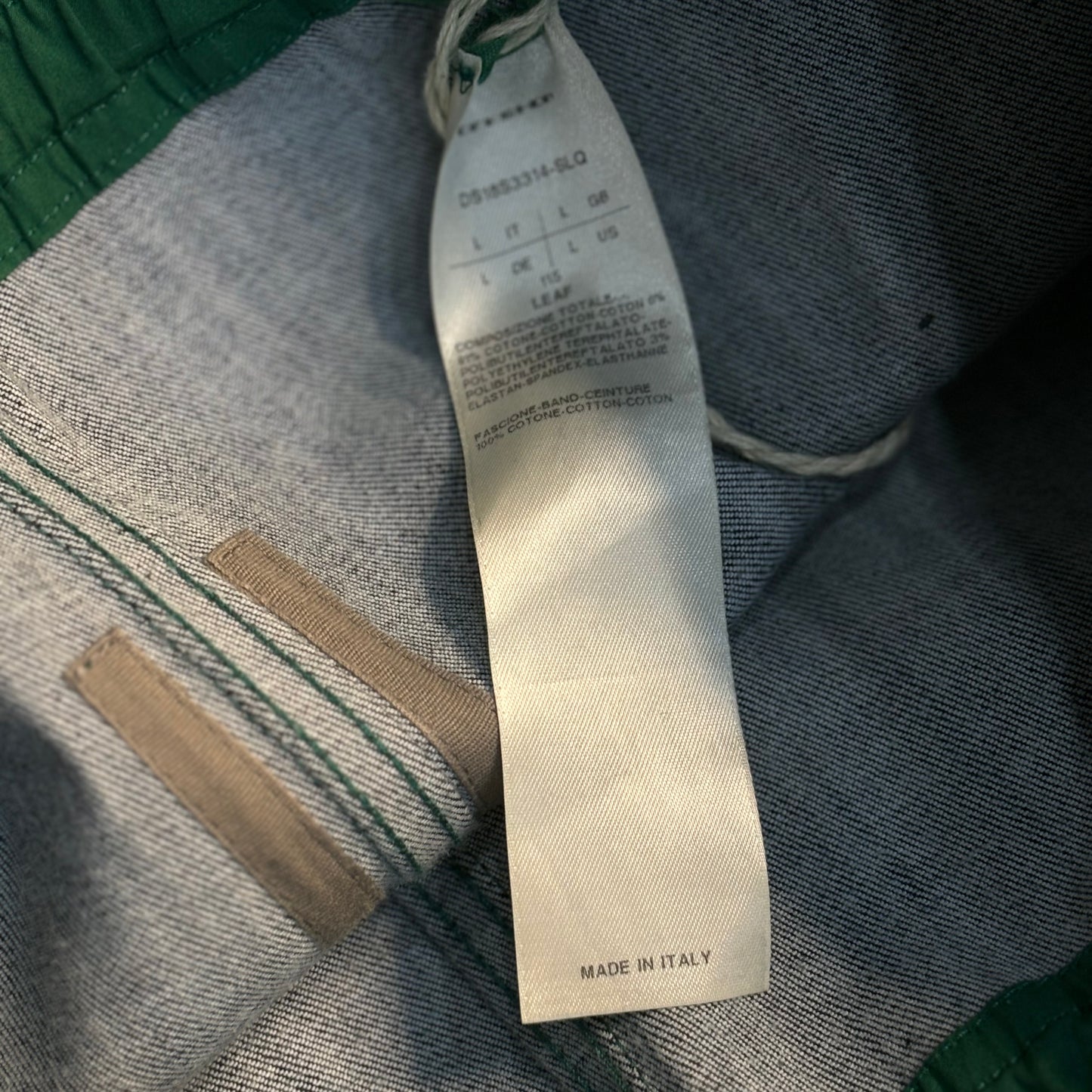 Rick Owens Green Waxed Stick Cut Denim