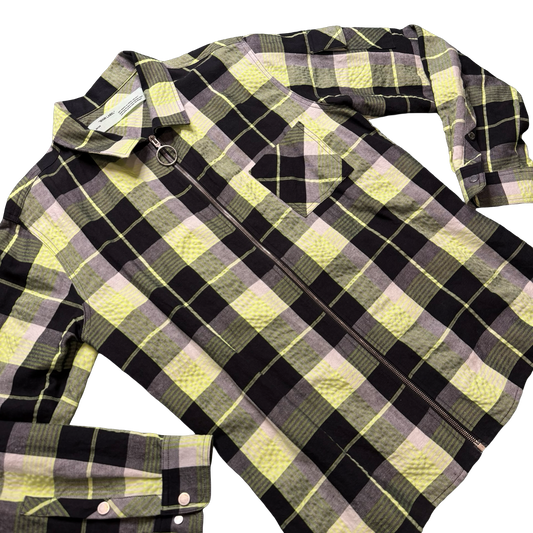 Off-White “Main Label” Plaid Zip Shirt