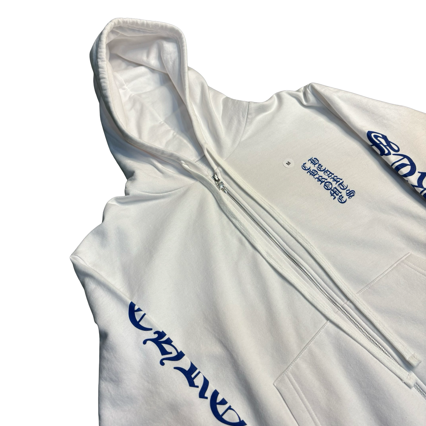 Chrome Hearts White Vertical Logo Zip-Up Hoodie