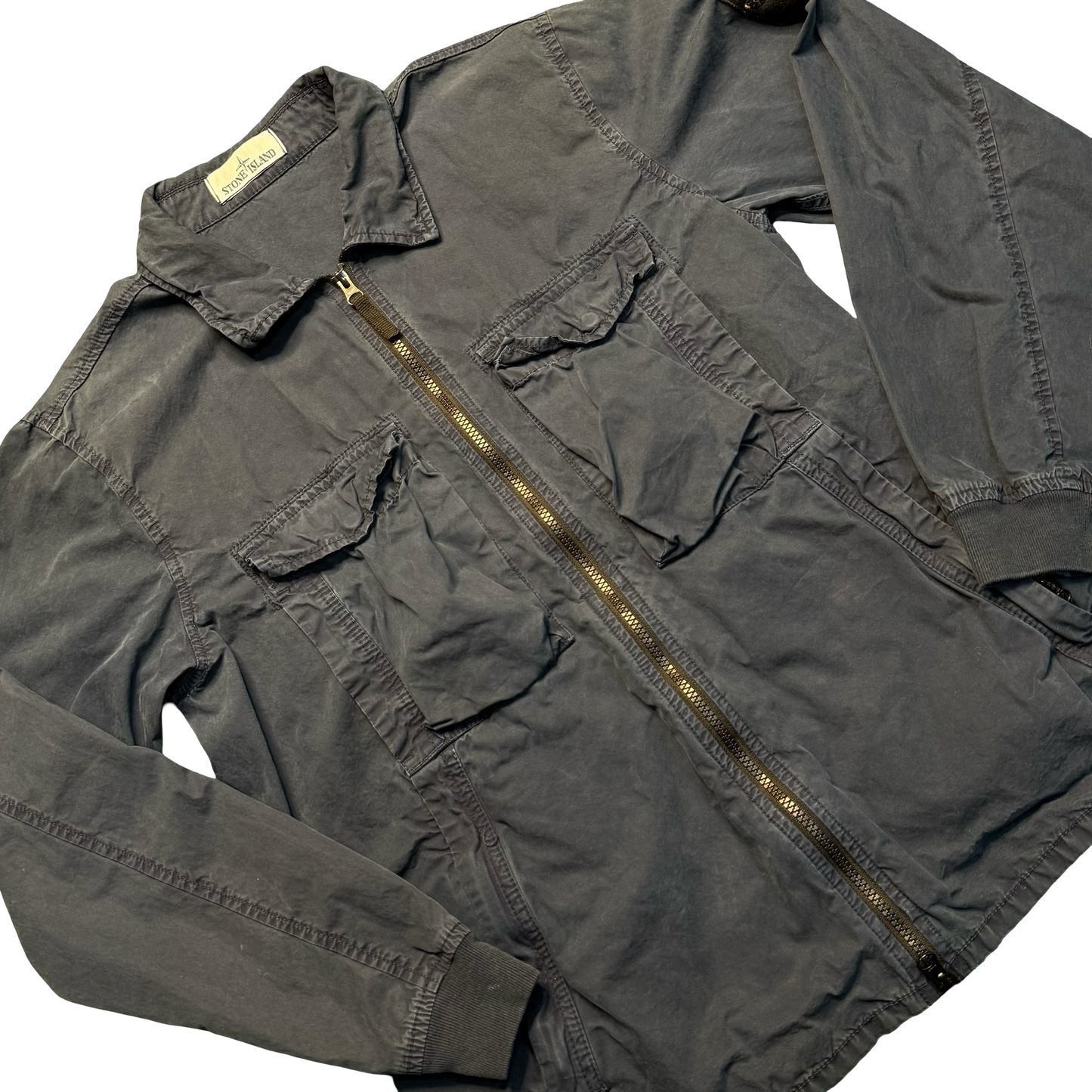 Stone Island Brushed Cotton Canvas Zip Overshirt