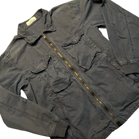 Stone Island Brushed Cotton Canvas Zip Overshirt