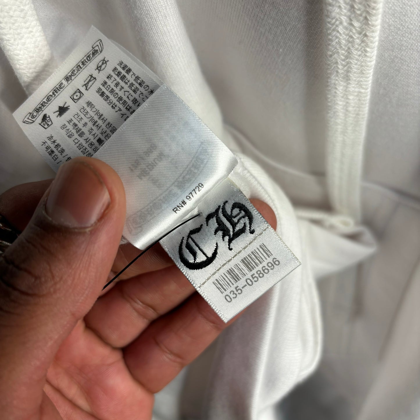 Chrome Hearts White Vertical Logo Zip-Up Hoodie