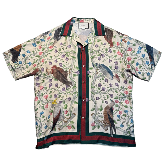 Gucci Bird Print Silk Shirt
