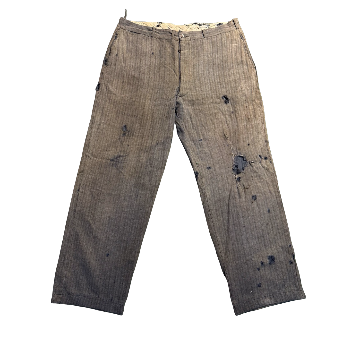 Vintage Distressed Herringbone Trousers