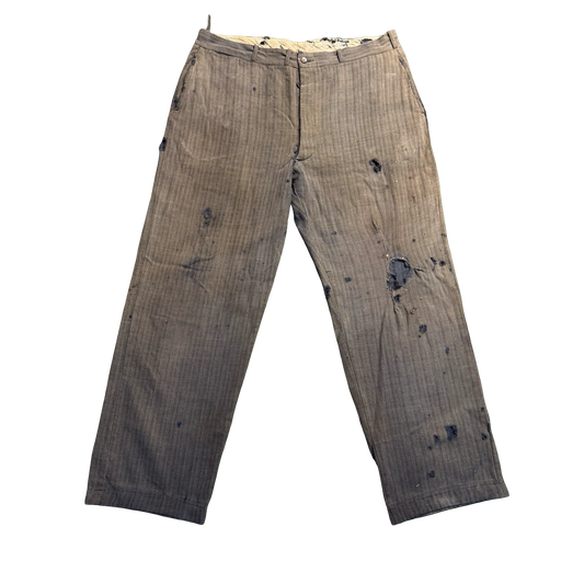 Vintage Distressed Herringbone Trousers