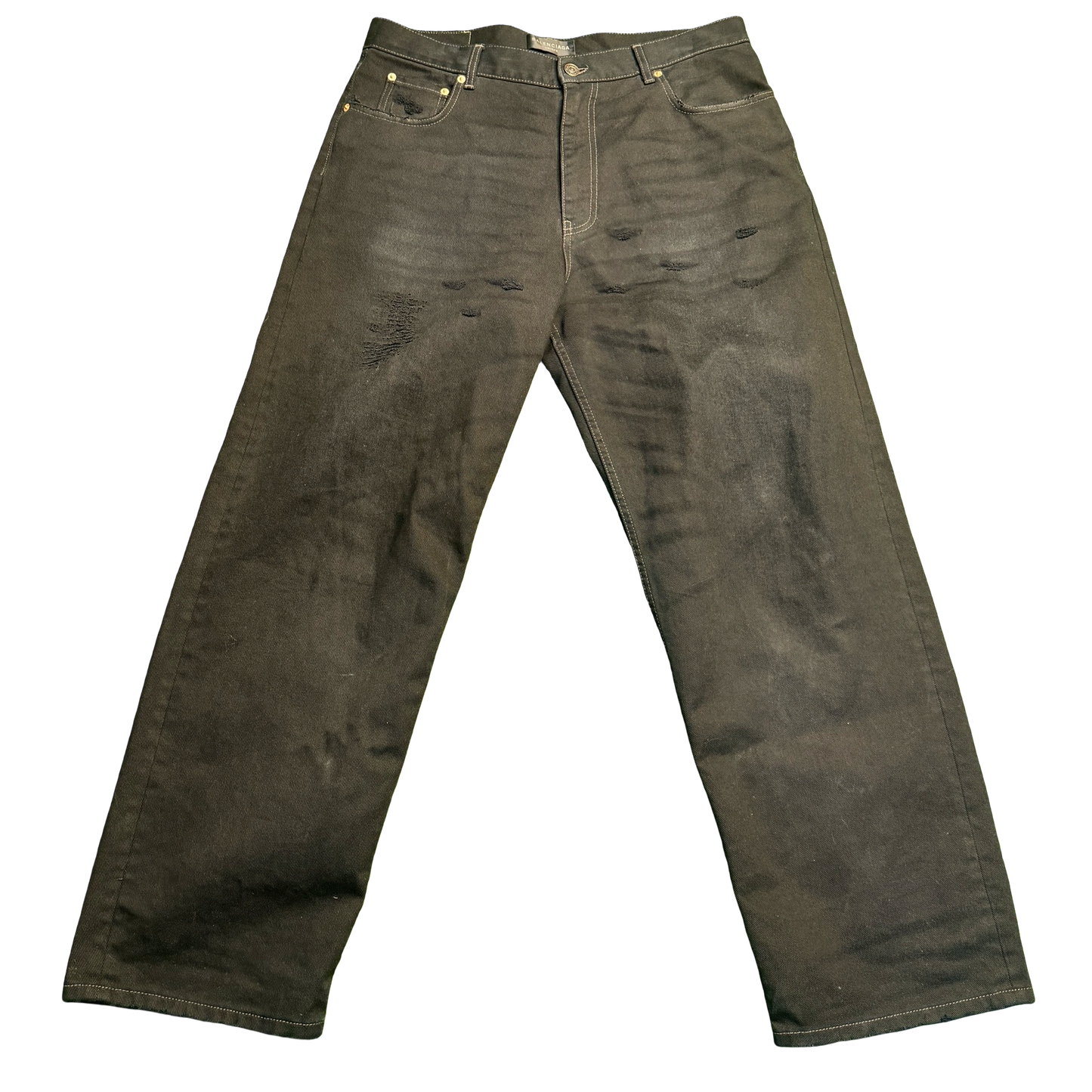 Balenciaga Black Baggy Distressed Denim