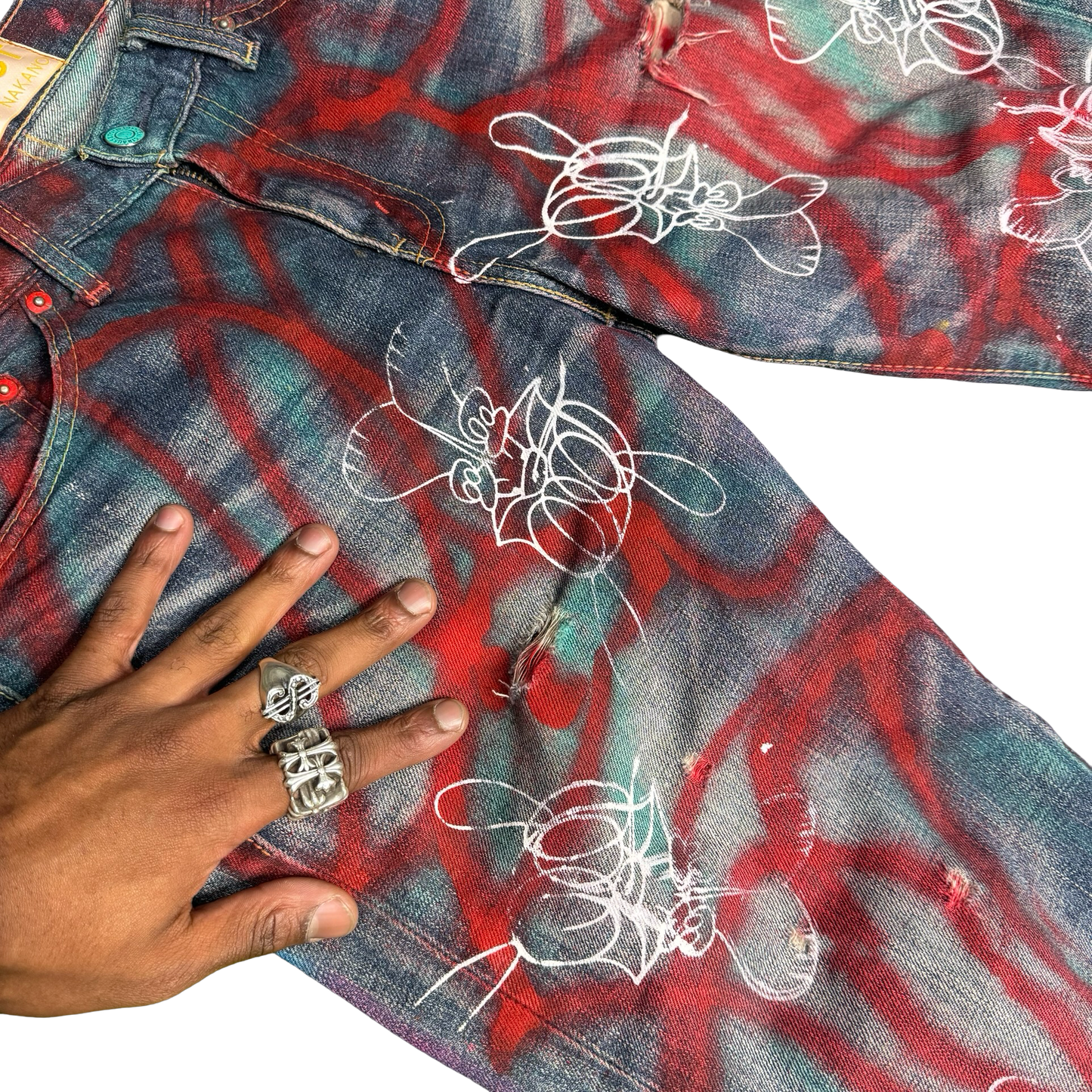Skoloct Hand-Painted Graffiti Selvedge Denim