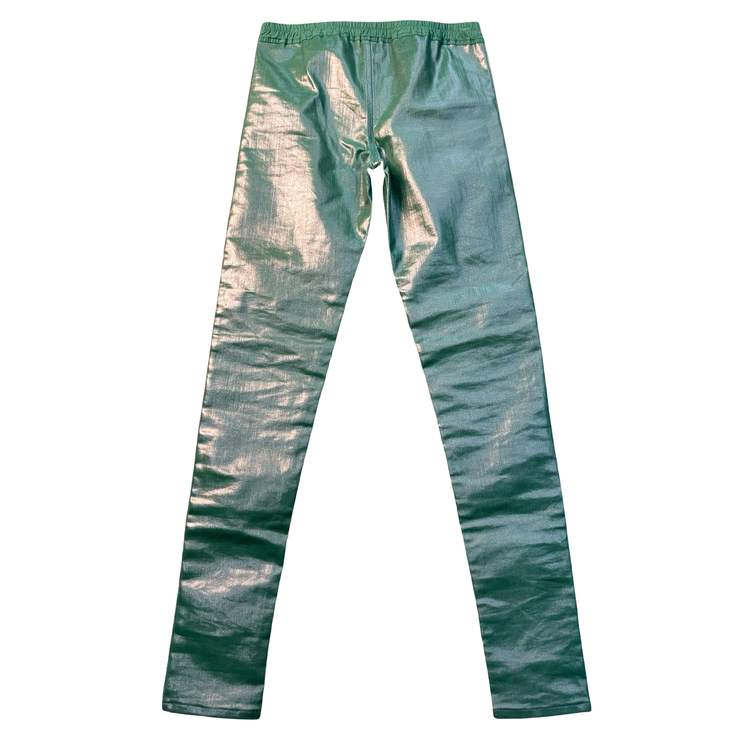 Rick Owens Green Waxed Stick Cut Denim