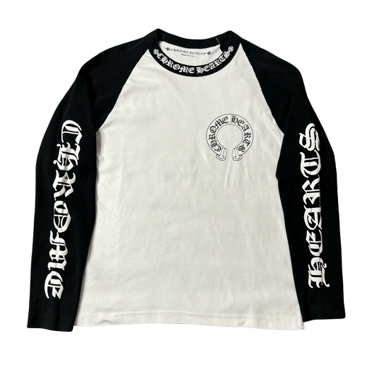 Chrome Hearts White/Black Horseshoe Logo Baseball Shirt