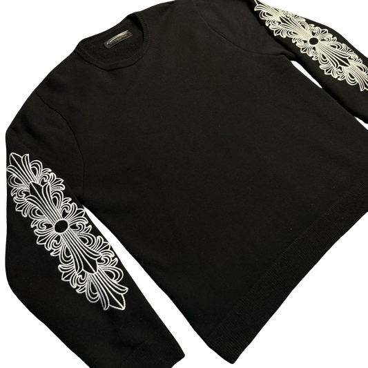 Chrome Hearts Cashmere Floral Sleeve Crewneck