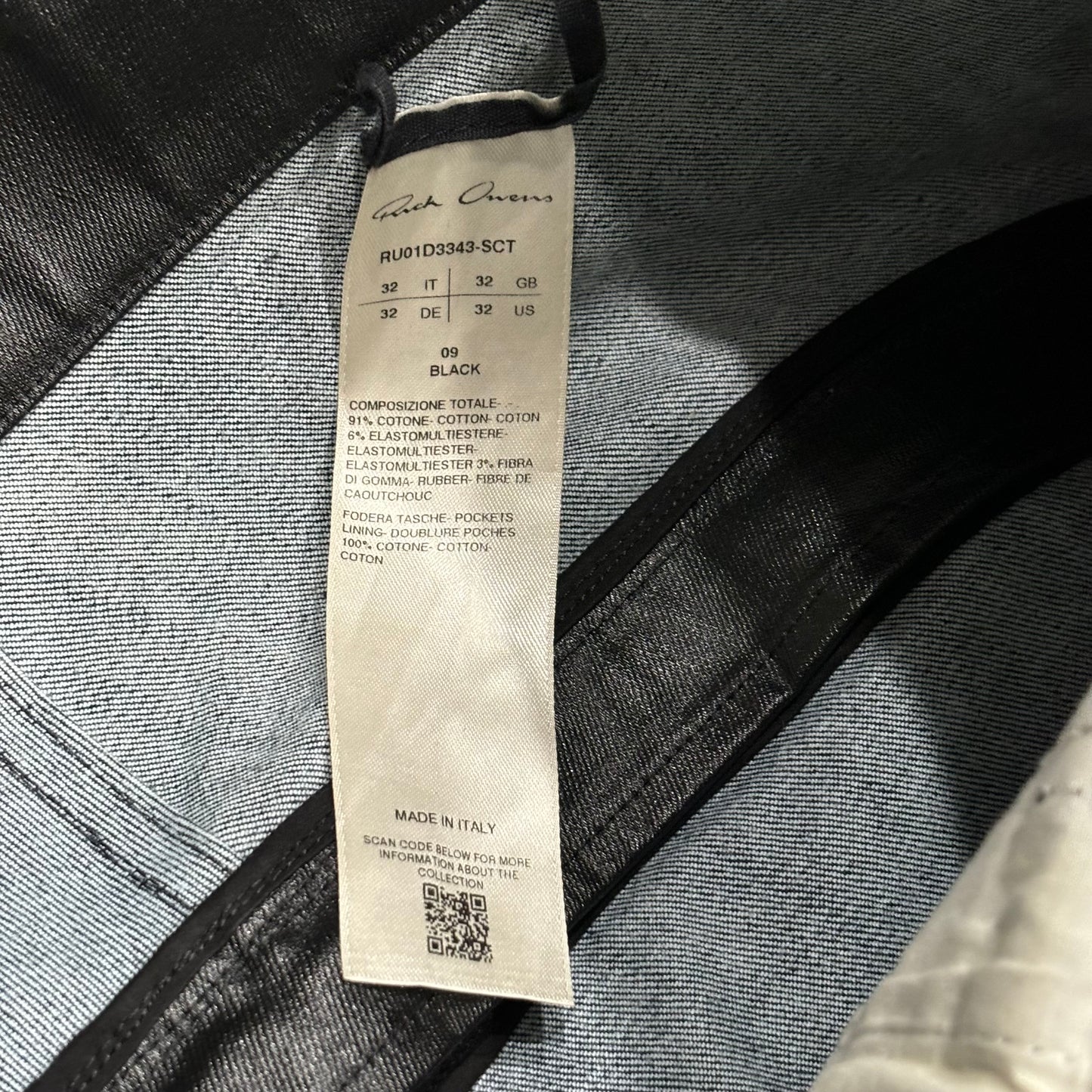 Rick Owens Waxed Aircut Bolan Denim