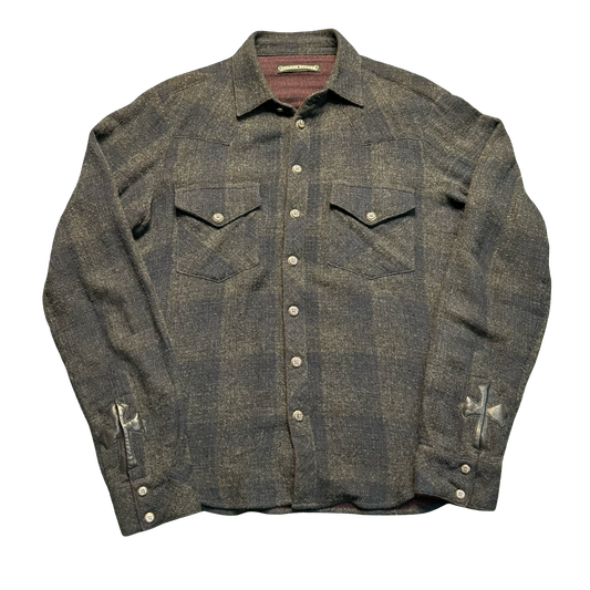 Chrome Hearts Wool Leather Cross Patch Flannel